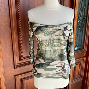 Wet Seal Camo Off Shoulder Shirt thumbnail 2