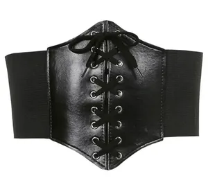 NEW Black Faux Leather Lace-Up Corset Waist Belt Goth Witch Halloween Costume Outfit thumbnail 13