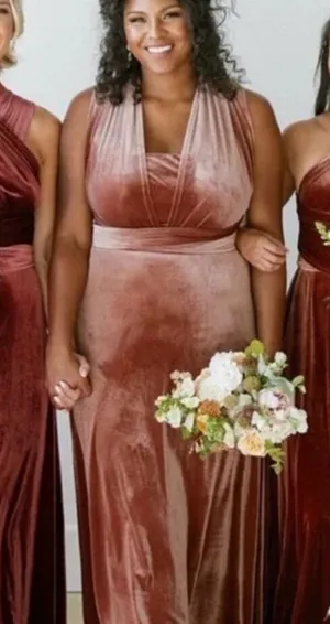 Revelry Micah Convertible Velvet Dress in Terracotta thumbnail 1