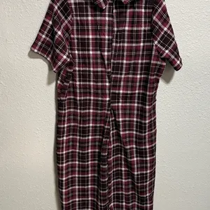 PIPHANY NWT Womens Plaid Peter Pan Collar Short Sleeve Zipper Dress medium‎ thumbnail 7