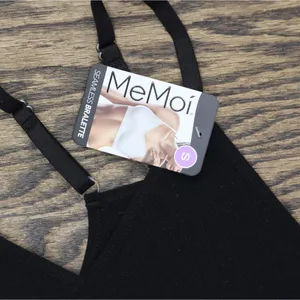MeMoi Womens Padded Seamless Bralette Ribbed Black S thumbnail 3
