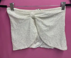 Edikted strapless sequin bow front crop top thumbnail 1