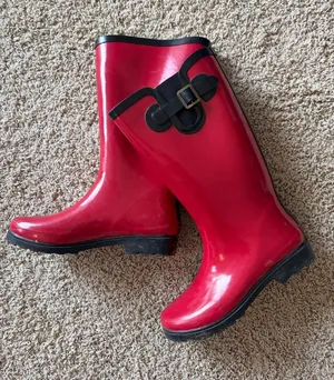 Sierra West Rain Boots Women’s Size 10 Red Rubber Tall Buckle Waterproof thumbnail 1