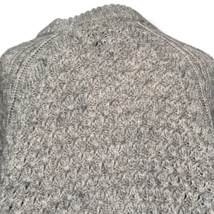 Gray Marled Chunky Open Knit Oversized Sweater Fisherman Cozy Cabin Crewneck thumbnail 6