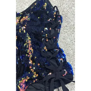 iHeartRaves Sequin Burnout Lace Up Bodysuit Rave Festival Party EDM Size S thumbnail 7