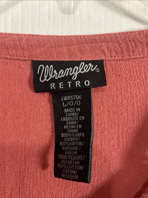 Wrangler Coral Crochet Yoke Peasant Blouse thumbnail 2