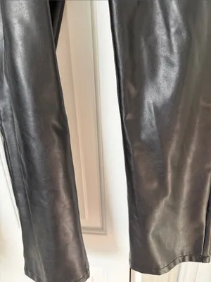 Abercrombie & Fitch Black Faux-Leather Straight Leg Pants thumbnail 4