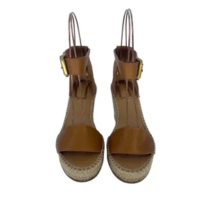 See by‎ Chloe Glyn Leather Espadrille Wedge Sandals Brown Size 36 thumbnail 8