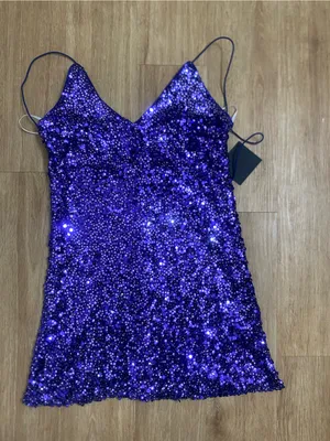Lulu's Purple Sequin Spaghetti-Strap Mini Dress thumbnail 3