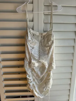 For Love & Lemons Cream Eyelet Lace Mini Dress sz L thumbnail 4