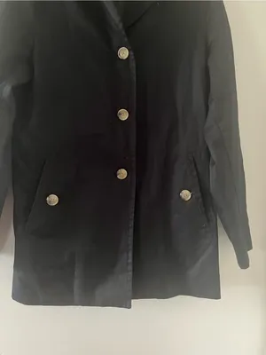 Vintage Y2K Gap Black 100% Cotton Trench Coat Large Button Up Minimalist Outdoor thumbnail 3