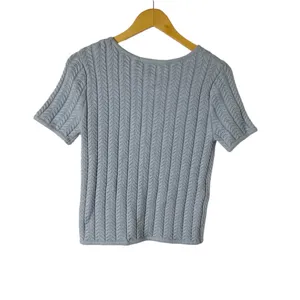 Industry‎ Low Tide Cable Knit Short Sleeve Sweater Size Medium thumbnail 7