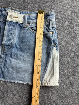 We the Free by Free People Woman Size 25 two-tone light wash denim mini Skirt thumbnail 3