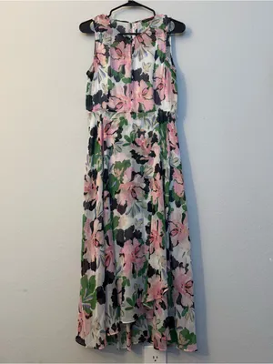 Tommy Hilfiger Floral High-Low Chiffon Maxi Dress - Pink & Green size 8 thumbnail 2