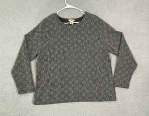 Woolrich Top Womens 2XL Charcoal‎ Floral Casual Long Sleeve Pullover thumbnail 1