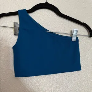 Set active sculptflex teal color One-Shoulder Crop Top sports bra size Small thumbnail 3