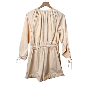NWT J. Crew Cotton Poplin Tie Sleeve Button Front Romper Pink Orange Cream Small thumbnail 5