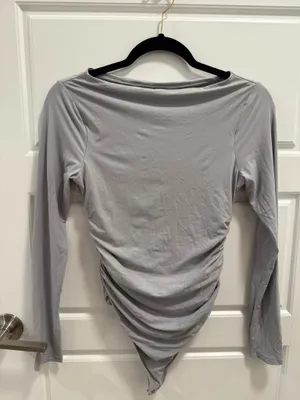 Abercrombie & Fitch Soft Matte Seamless Long-Sleeve Crew Ruched Bodysuit thumbnail 2