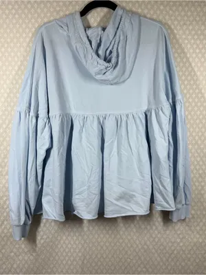 Aerie Light Blue Oversized Peplum Puff Sleeve Hoodie thumbnail 5