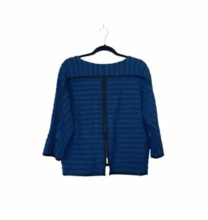 Madewell Striped Back Zip Sweater Blue & Gray Boxy Pullover thumbnail 6