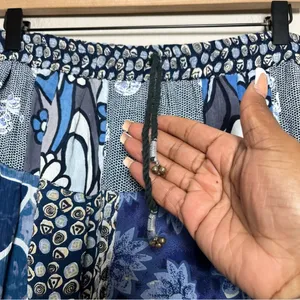 VTG Women Skirt Blue Patchwork Floral Tiered Boho Maxi Festival Artsy Maximalist thumbnail 4