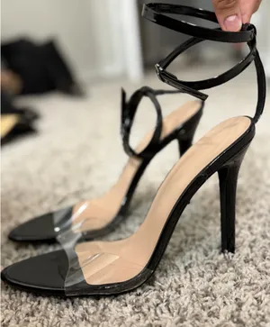 Clear Toe Heels Black Size 9.5 thumbnail 1