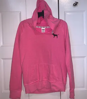 Hot PINK Victoria’s Secret size medium V-neck hoodie thumbnail 1