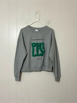Maeve x Kaylee Watai Philly Graphic Sweatshirt Gray Green Crewneck Pullover S thumbnail 3