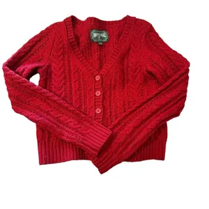 American Eagle women's XS red knit cardigan thumbnail 2