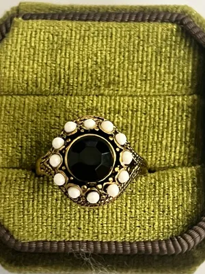 Vintage/Bohemian Design Stainless Steel Golden w/ Gemstones Statement Ring S 6 thumbnail 1