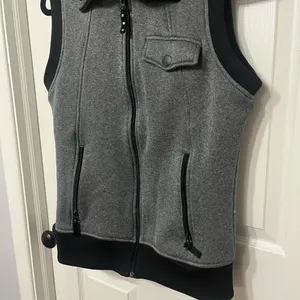 BURTON grey and black full zip vest size large hoodie thick knit‎ thumbnail 4
