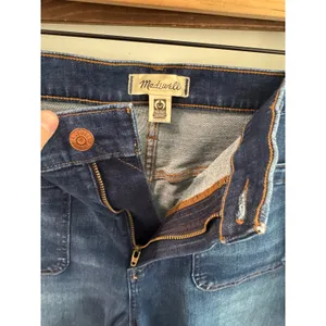 Madewell Emmett Wide-Leg Jeans Blue Patch Pocket High Rise Denim Size 33 Hemmed thumbnail 6