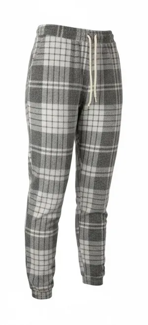 Aerie Snowed In Fleece Jogger Grey‎ Plaid Lounge Pants Size Medium thumbnail 1
