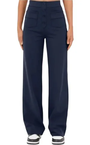 Halara High Waisted Button Multiple Pockets Straight Leg Pants Midnight Blue XL thumbnail 1