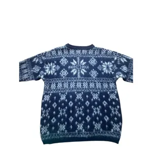 Vintage Woolrich Women’s S Wool Sweater Made USA Fair Isle Snowflake Nordic Navy thumbnail 2