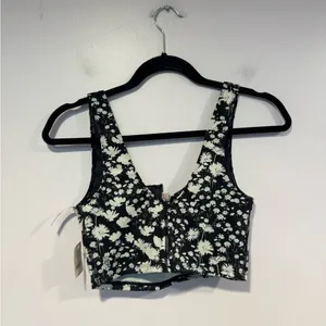 NWT Free People Movement ashford lose control black‎ floral sports bra thumbnail 4