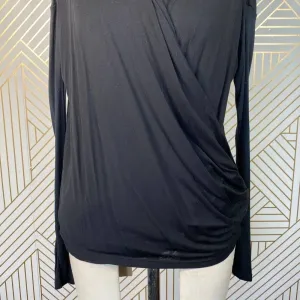 Alice + Olivia Air Top Long‎ Sleeve Blouse Faux Wrap Draped Black Size Small thumbnail 5
