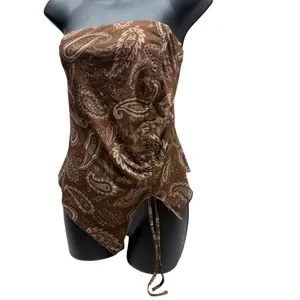 Almost Famous Boho Strapless Paisley Sheer Flowy Top thumbnail 4
