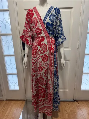 Farm Rio 100% Rayon Mixed Pineapple Garden Wrap Dress Size small thumbnail 2