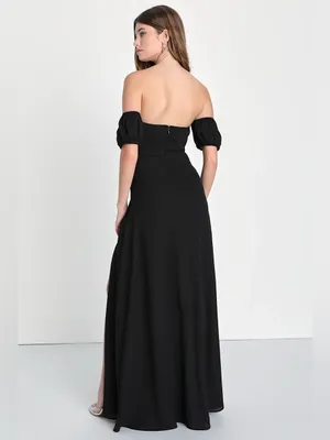 NEW Lulus Dramatic Inspiration Black Off-the-Shoulder Bustier Maxi Dress -Size S thumbnail 2