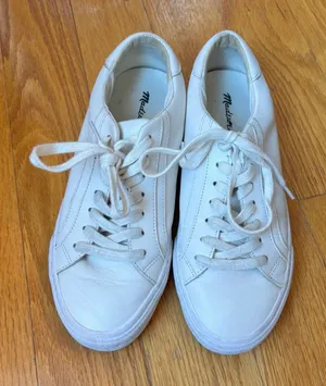 Madewell Leather Sidewalk Low Top Sneakers Summer Off White Women's Size 7.5 thumbnail 1