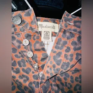 Madewell Leopard Print Low Slung Baggy Jeans NWT Size27 Sold Out Statement Jeans thumbnail 11