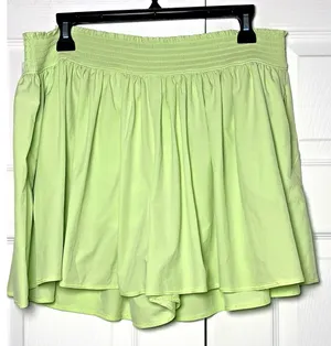 Athleta Match Point Skort Womens Size L‎ Lime Green Athletic Tennis Golf Pleated thumbnail 1