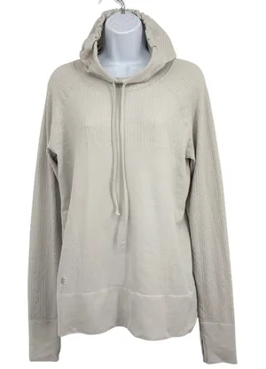 Athleta Hoodie Womens XL Grey Seamless Pointelle Knit Long Sleeve‎ Thumbhole thumbnail 1