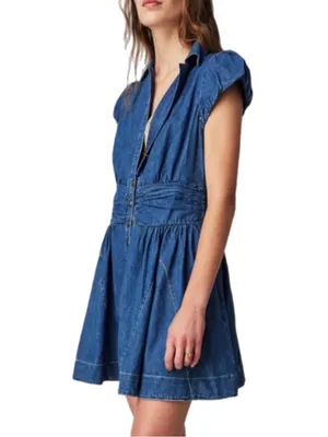 Free People Chester Denim Mini Dress Size Medium thumbnail 4