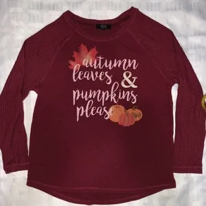 Autumn Leaves and Pumpkins Please Purple Size M thumbnail 1