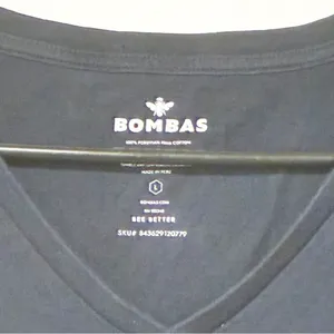 BOMBAS Dark Blue V Neck Cotton Short Sleeve T-shirt‎ Women’s Size Large thumbnail 2