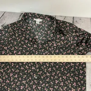 Morgan Taylor Intimates Floral Black sleep night gown button down size 2X XXL thumbnail 10