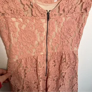 American Eagle Womens Sz 2 Lace Dress Fit & Flare Light Pink Scoop Neck Low Back thumbnail 8