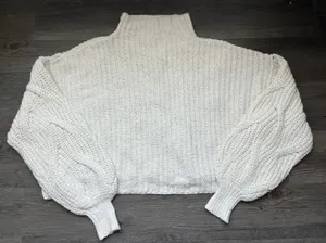 Cream Knit High Neck Sweater thumbnail 5